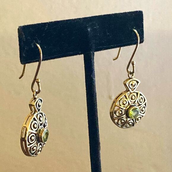 UTC India Gold Over 925 Silver Peridot Earrings - Picture 4 of 6
